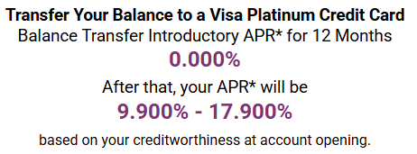 B M I F C U Visa Platinum Credit Card Balance Transfer Introductory Rates 
